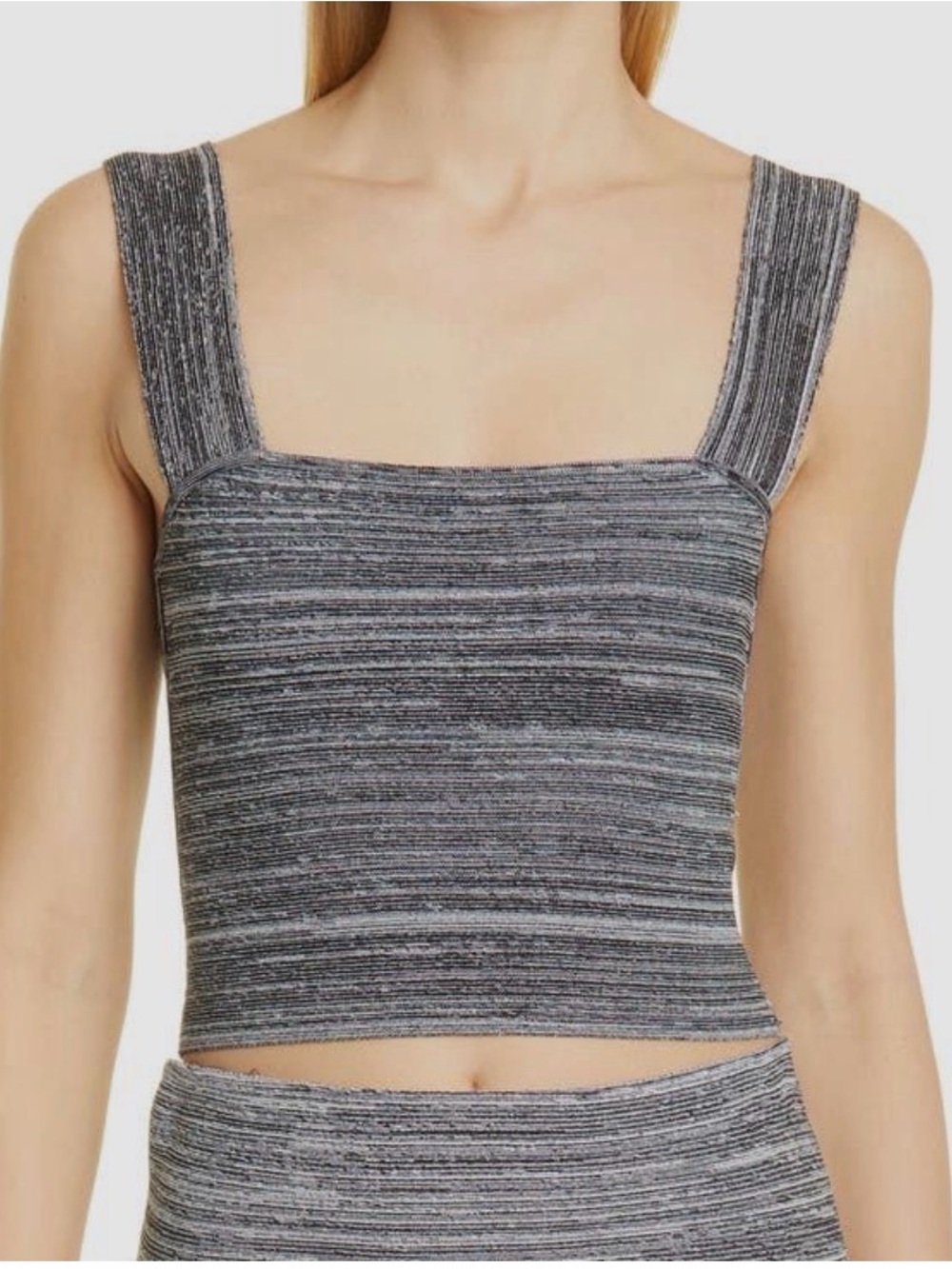 Proenza Schouler White Label Bustier Knit Crop Top - Black/White - XS